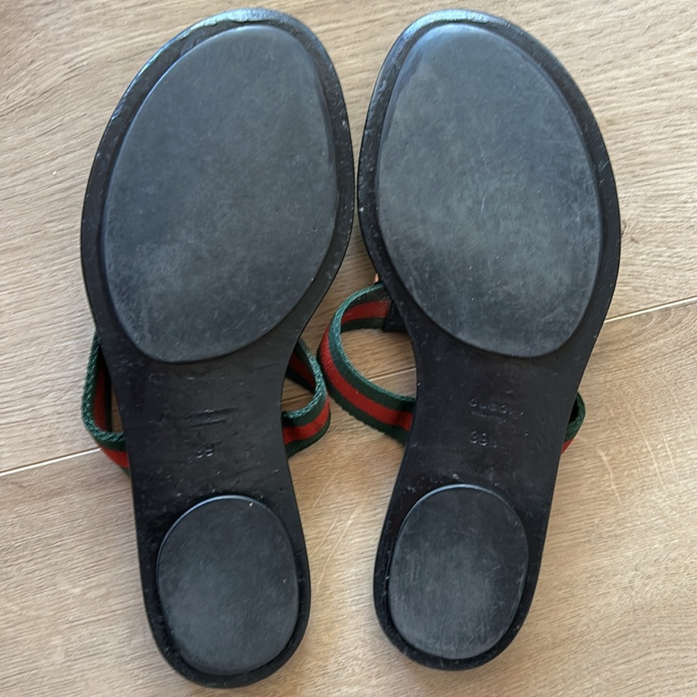 Gucci Interlocking GG Thong Black Leather Flat Flip Flop Thong Sandal IT 39.5 - Picture 5 of 12